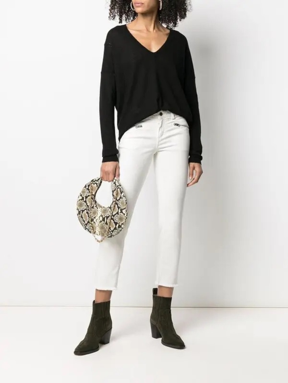Zadig & Voltaire Ava Perm White Slim Crop Jeans Raw Hem Size 28